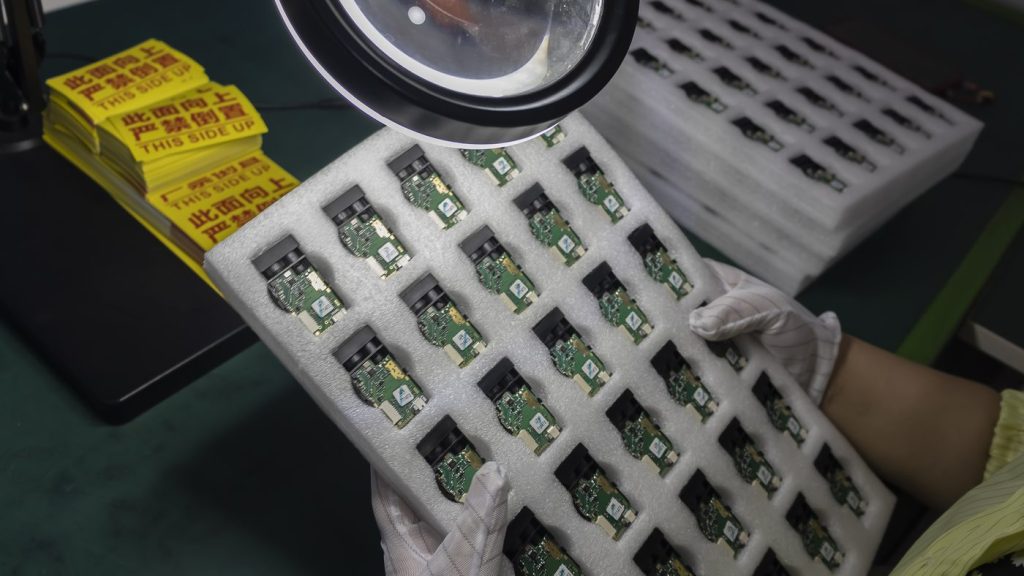 Batch inspection of laser ranging sensor modules on a tray against golden samples